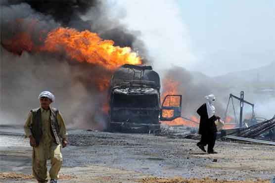 Gunmen torch NATO tanker in Khuzdar, kill driver