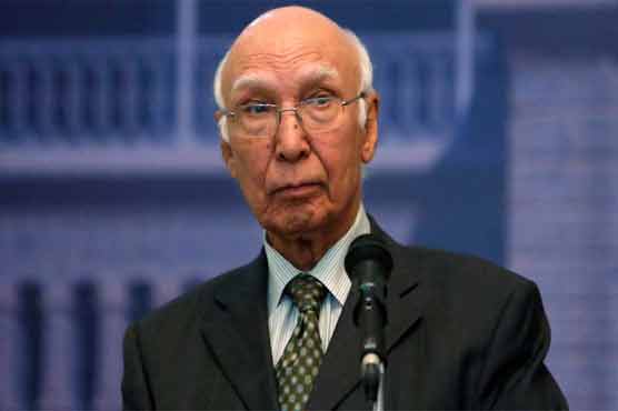 Sartaj Aziz, Indian FM to meet September 13  