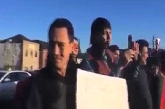 Afghan activists chant slogans against Fazlur Rehman in London