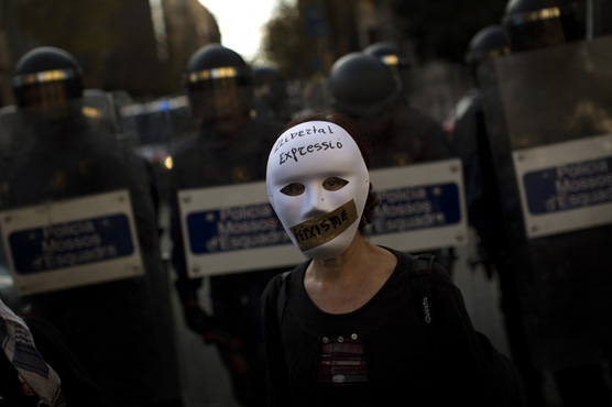Spanish protest their nation's new security law