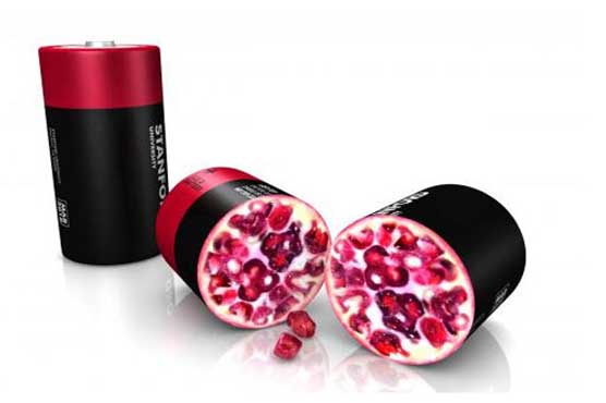 Pomegranate inspires design for tiny batteries