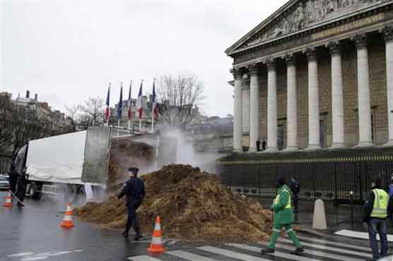 Tonnes of dung dumped at French parliament