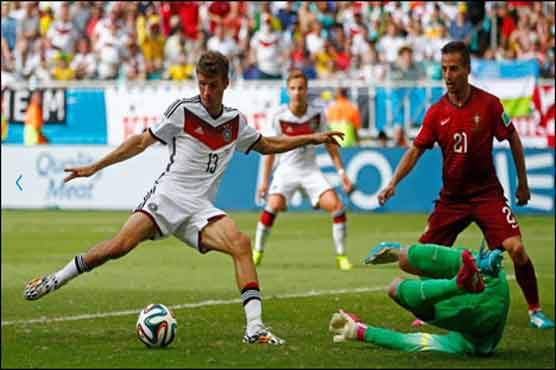 Football: Mueller hat-trick as Germany rout Portugal