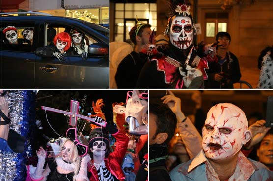 Superheroes, hazmat suits in NY Halloween parade