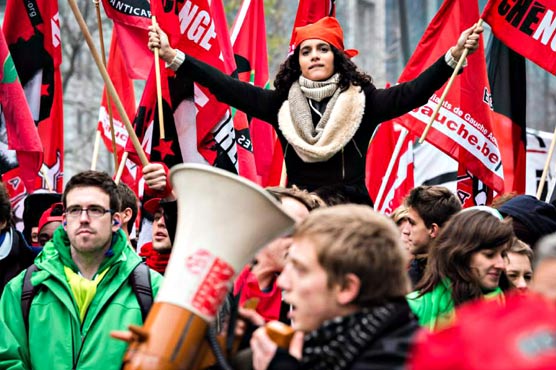 Some 100,000 workers protest Belgian labor reform