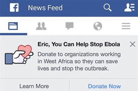 Facebook launches Ebola charity donation button