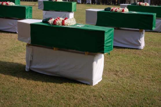 Funeral prayer of eight martyred soldiers offered in Peshawar