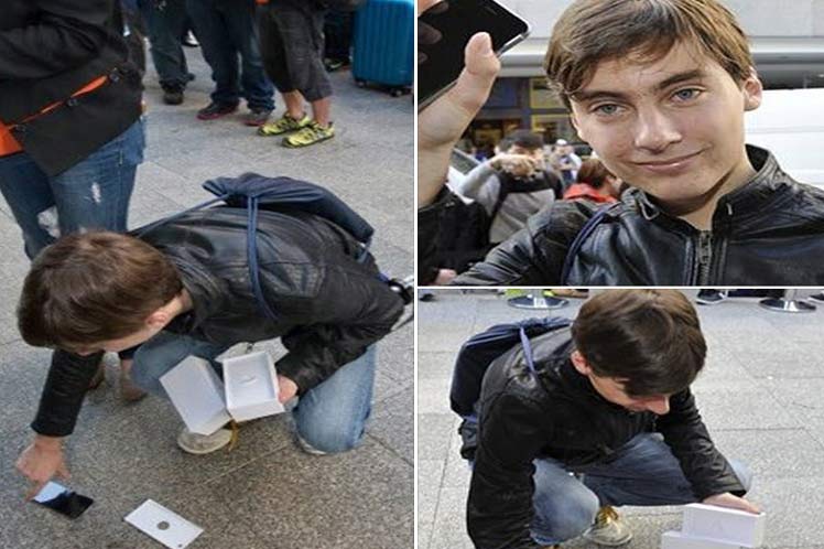 Australian fanboy drops iPhone 6 on floor in excitement