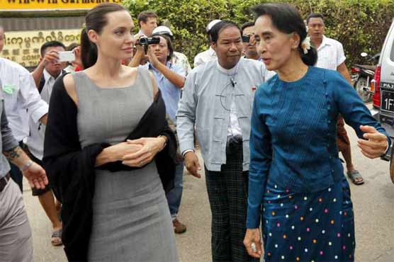 Angelina Jolie, Suu Kyi meet women garment workers in Myanmar