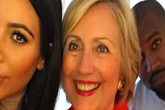 Kim Kardashian keeps up with Clinton at Hollywood fundraiser 