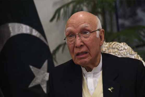 We will discuss all issues with India including Kashmir: Sartaj Aziz