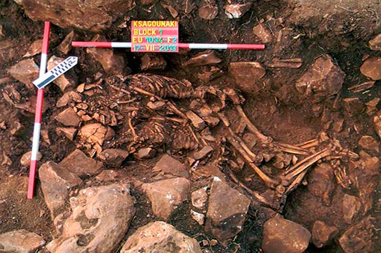 Greek archaeologists find couple locked in millennia-old hug