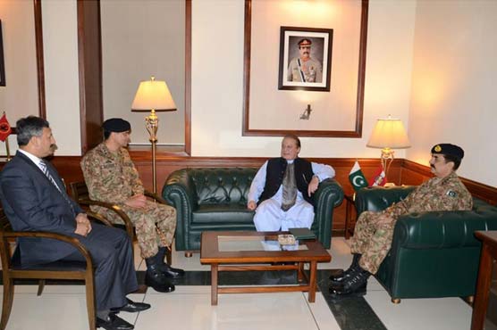PM Nawaz meets Army Chief at Corps Headquarters Karachi 