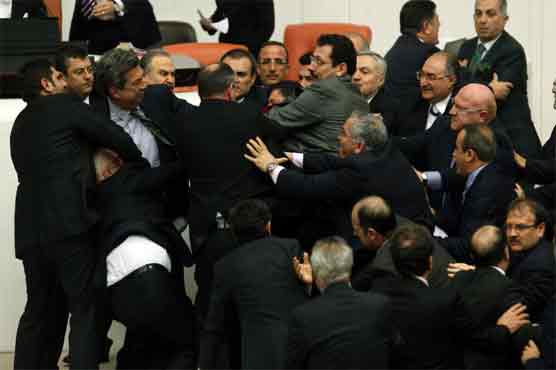 Fresh brawl in Turkish parliament over protest bill