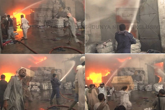 Fire guts shoe godown in Karachi