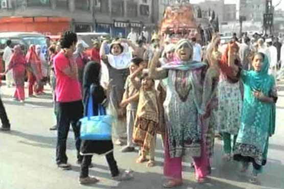 Relatives protest killing of four sisters in Peshawar