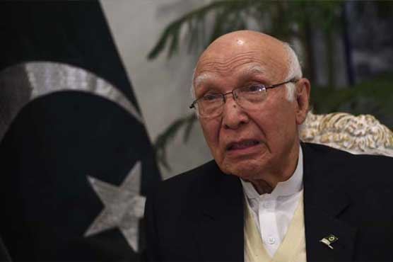 Pakistan desires early start of Afghan peace talks: Sartaj Aziz