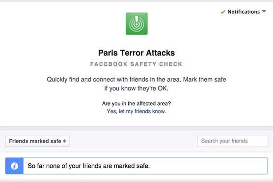 Facebook sets up safety check for Paris friends