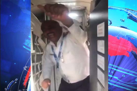 Dance party of PIA staff inside cockpit before takeoff