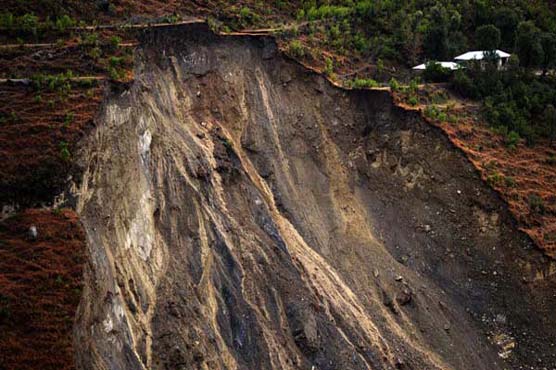 Landslide destroys houses, damages road near Abbottabad's Havelian district