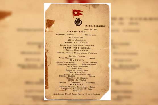 Titanic's last lunch menu, from Money Boat, goes for $88,000