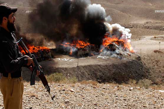 293 tons of drugs set ablaze in Quetta, IG FC warns smugglers of stern action