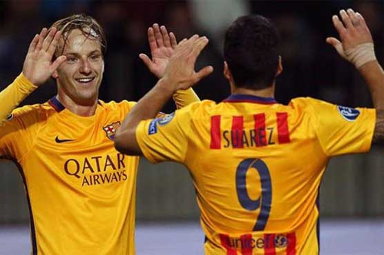 Football: Rakitic double eases Barcelona past BATE
