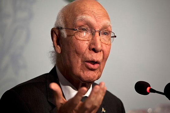 India promoting terrorism in Pakistan: Sartaj Aziz