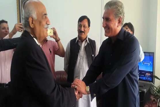 Shah Mahmood calls on Khursheed Shah, discusses strategy after Panama leaks