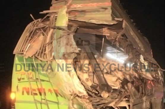 19 dead, 15 injured as speeding bus hits truck in Faisalabad