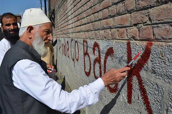 Gilani leads graffiti protest in Kashmir