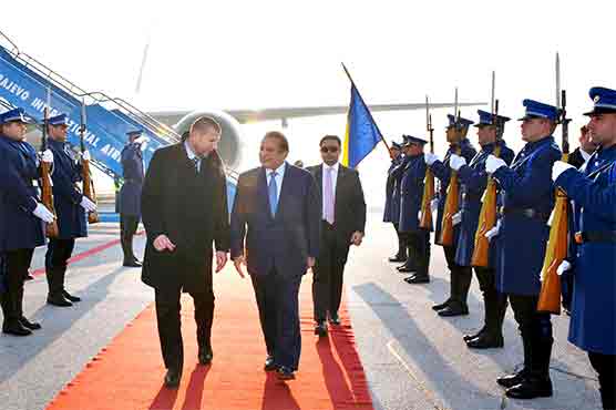 PM Nawaz arrives in Bosnia on three-day visit