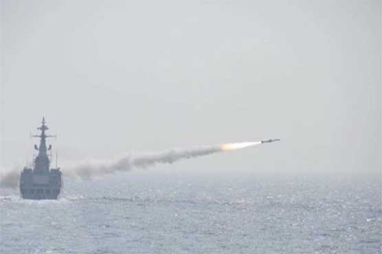 Pak navy exhibits live missile firing in southern Arabian Sea ...