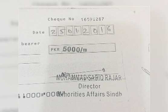 Larkana: 55 cheques distributed by Nisar Khuhru to Christians bounce