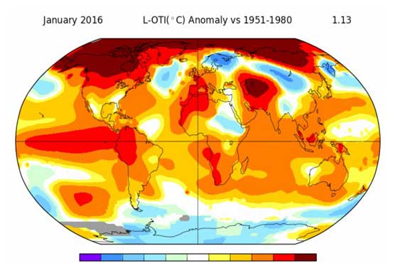 January straight 9th record-breaking warm month worldwide