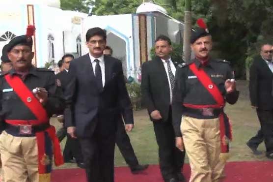 Murad Ali Shah presented guard of honour upon arrival at Chief Minister House
