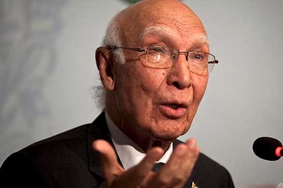 Kashmir will top the agenda of dialogue with India: Sartaj Aziz