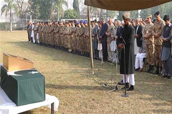 Funeral prayer of Lt Col Tauqir offered at Chaklala garrison