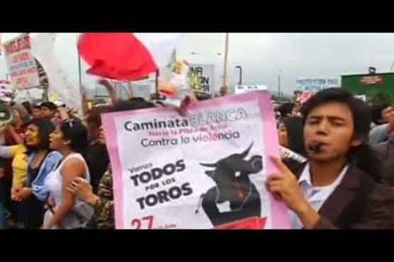 Anti-bullfighting protesters clash with police in Peru