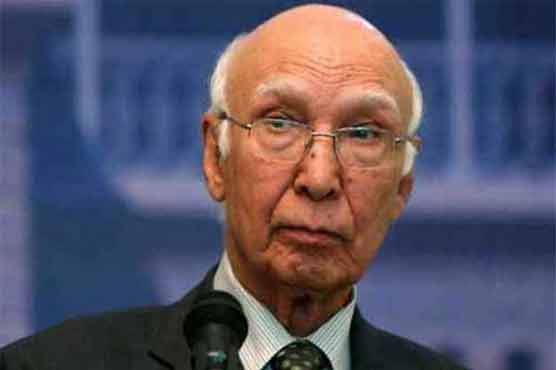 World unable to resolve issues of Kashmir and Palestine: Sartaj Aziz