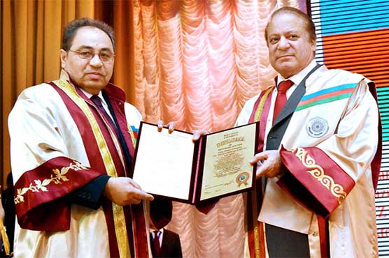 PM Nawaz gets honorary doctorate at Baku University