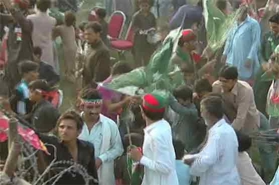 Pakistan flag dishonoured as PTI rally in Taxila suffers disorder