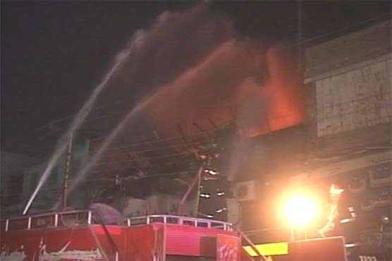 Fire gutted sports goods shop in Multan
