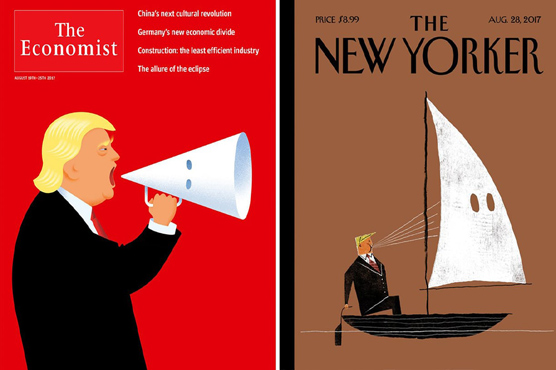 The Economist and The New Yorker covers slam Trump