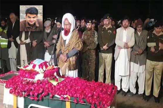 Funeral prayers of martyred Second Lt Moeed offered
