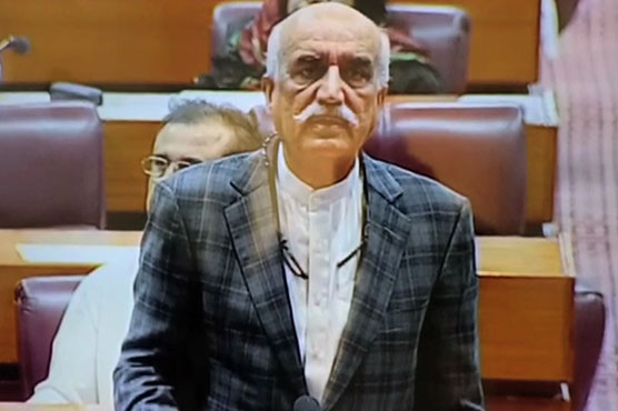 Khurshid Shah shows pictures of Malik Noor Awan with ruling party members