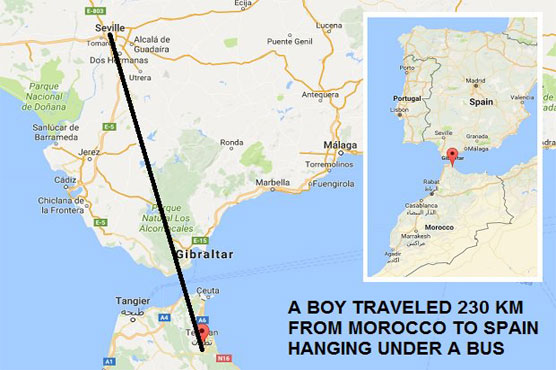 Boy travels from Morocco to Spain under bus