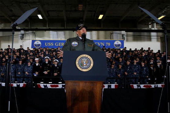 Trump says wants defense buildup to project U.S. power abroad