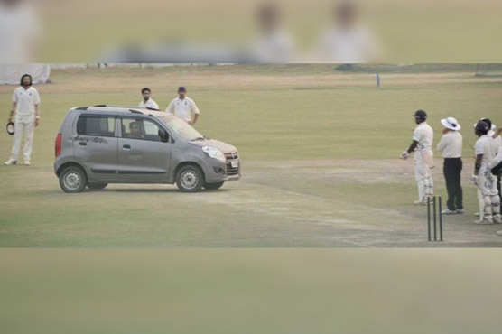 Man parks car on the pitch during Indian domestic match