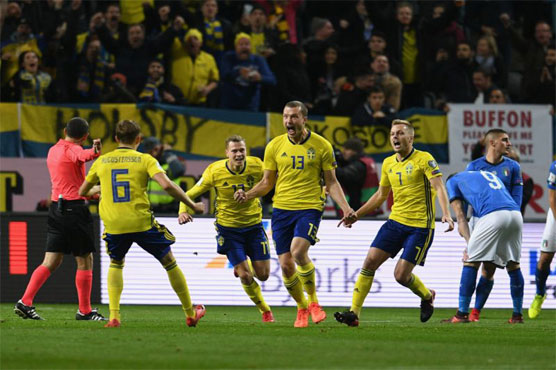 Football: Italy lose to Sweden in World Cup play-off first leg